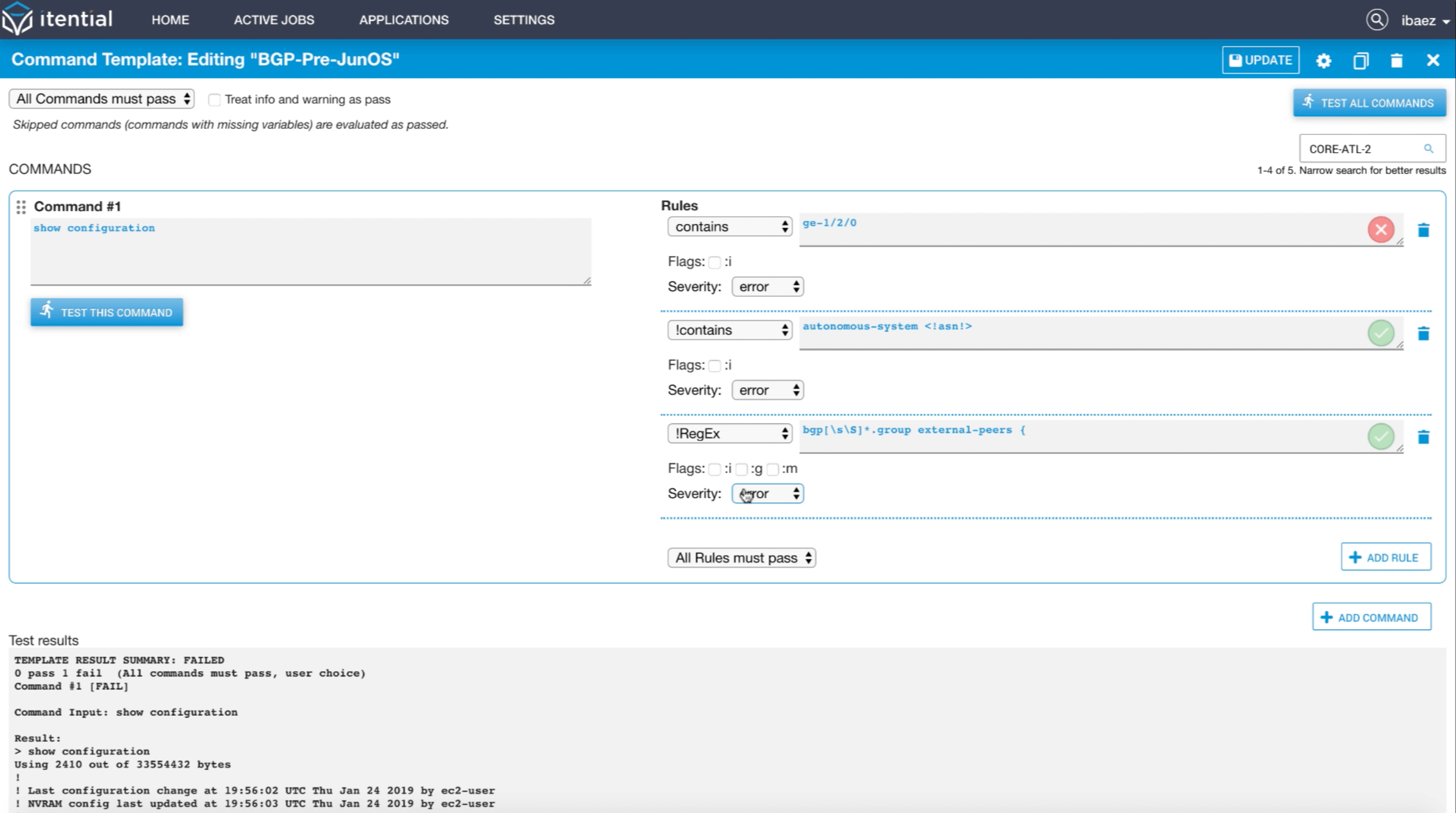 Pre & Post Check Commnd Template