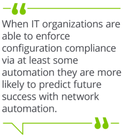 when it organizations are able to enforce configuration compliance via at least some automation they are more likely to predict the future success with network automation