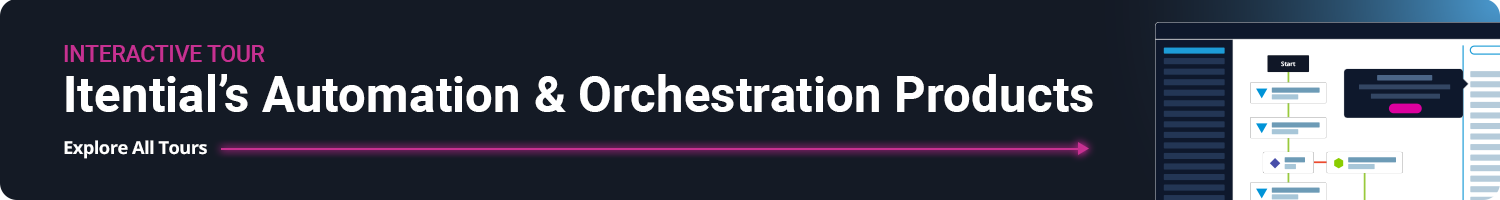 INTERACTIVE PRODUCT TOURS Itential&rsquo;s Automation & Orchestration Products Explore all Tours