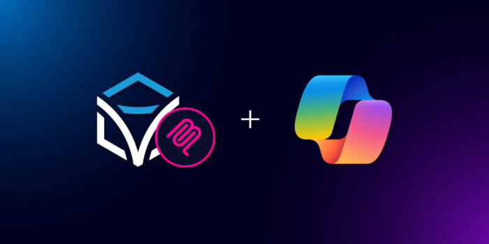 Illustration showing the Itential logo with Model Context Protocol (MCP) alongside the Microsoft Copilot Studio logo, representing integration between Itential MCP and Copilot AI for infrastructure automation.