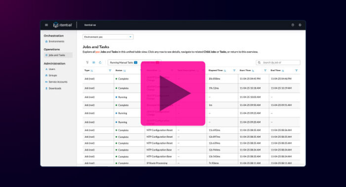 Itential Job Viewer demo showing how to monitor automation jobs and tasks in a single unified view."