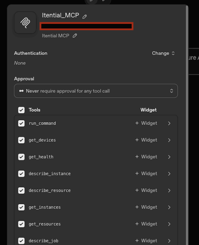 Itential MCP Tool Authentical