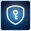 Icon with a key inside a shield, symbolizing security and compliance