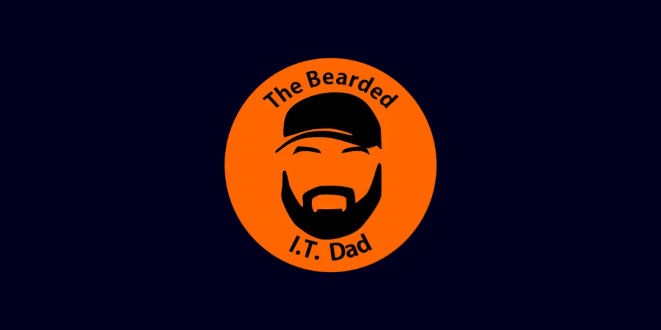 The Bearded I.T. Dad podcast logo on a dark blue background