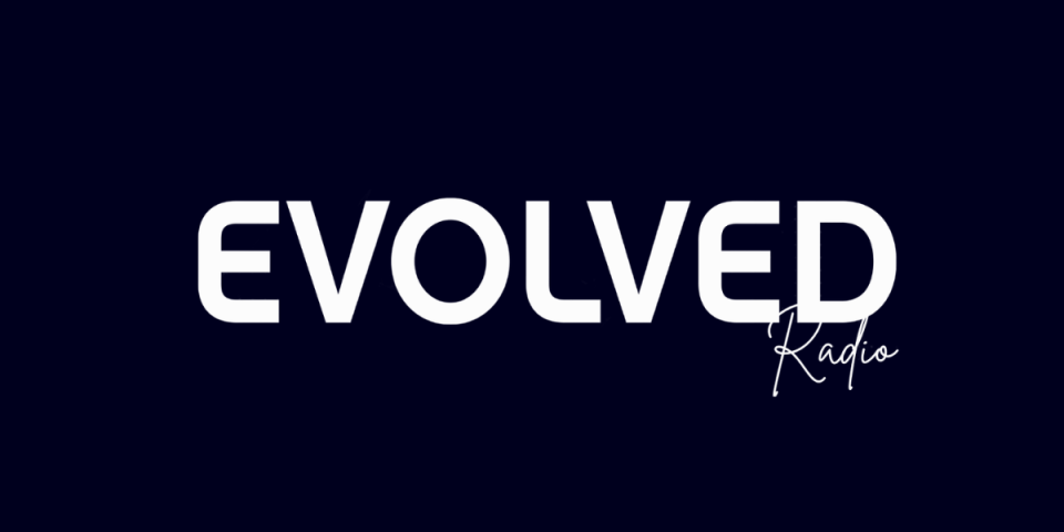 Evolved Radio logo on a dark blue background